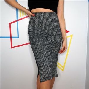 Topshop Double Slit Grey Pencil Skirt